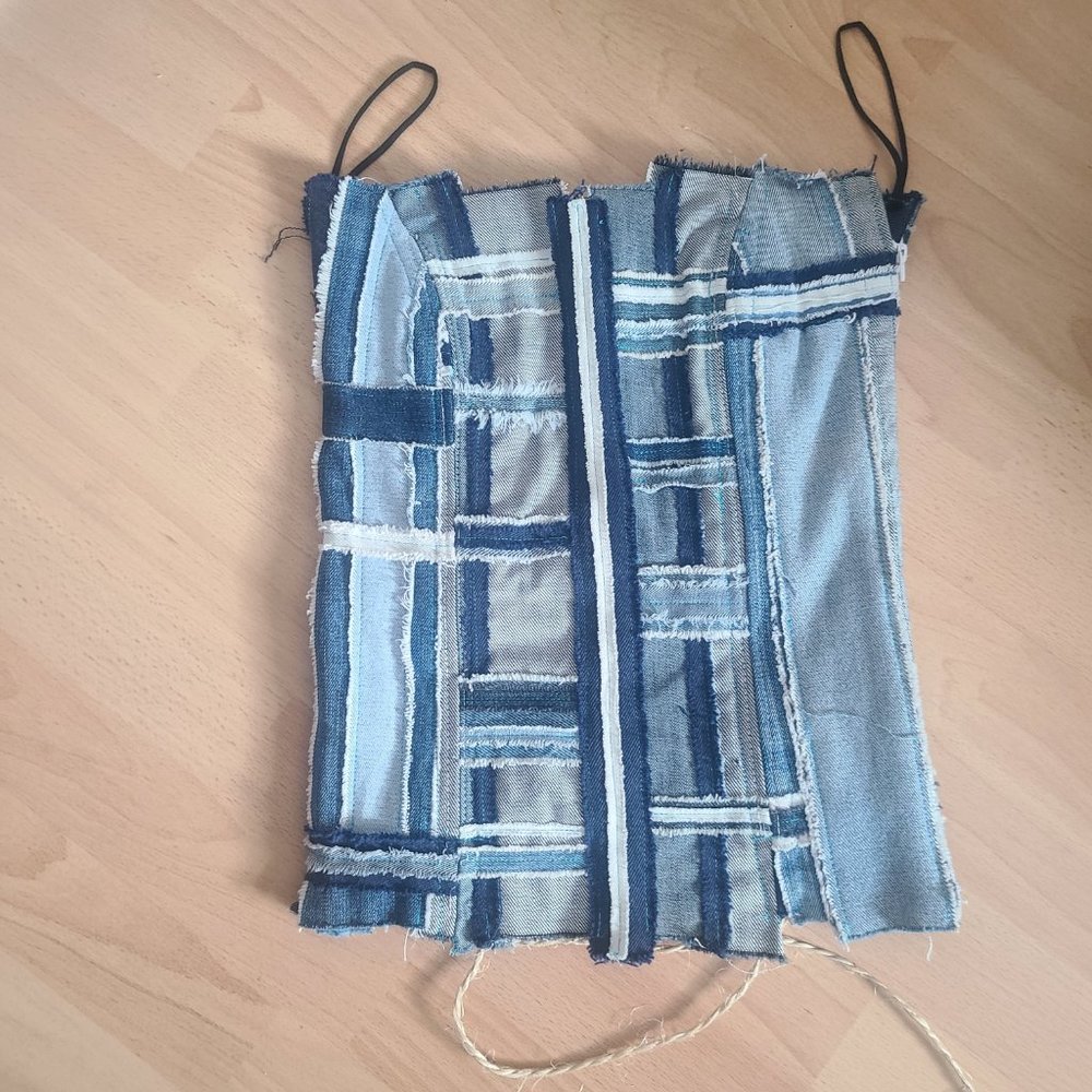 Unique one of a kind Upcycled denim corsets - Picture 3 of 4